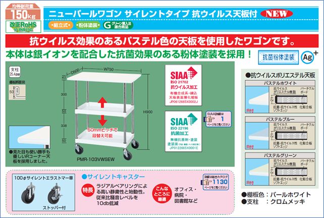 抗ウイルス天板を使用したワゴン(1)