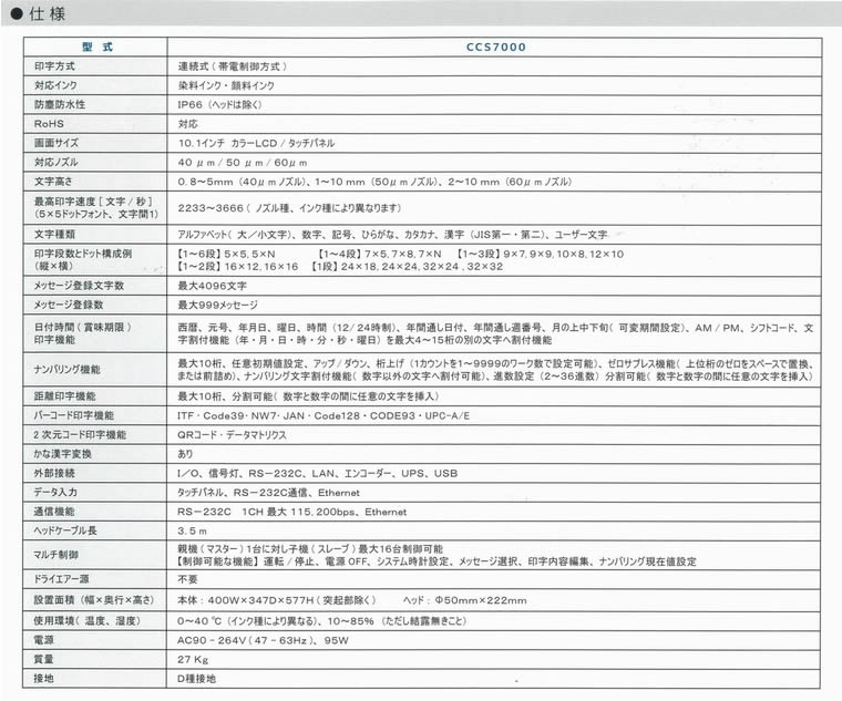 2023年販売予定　CCS7000 仕様